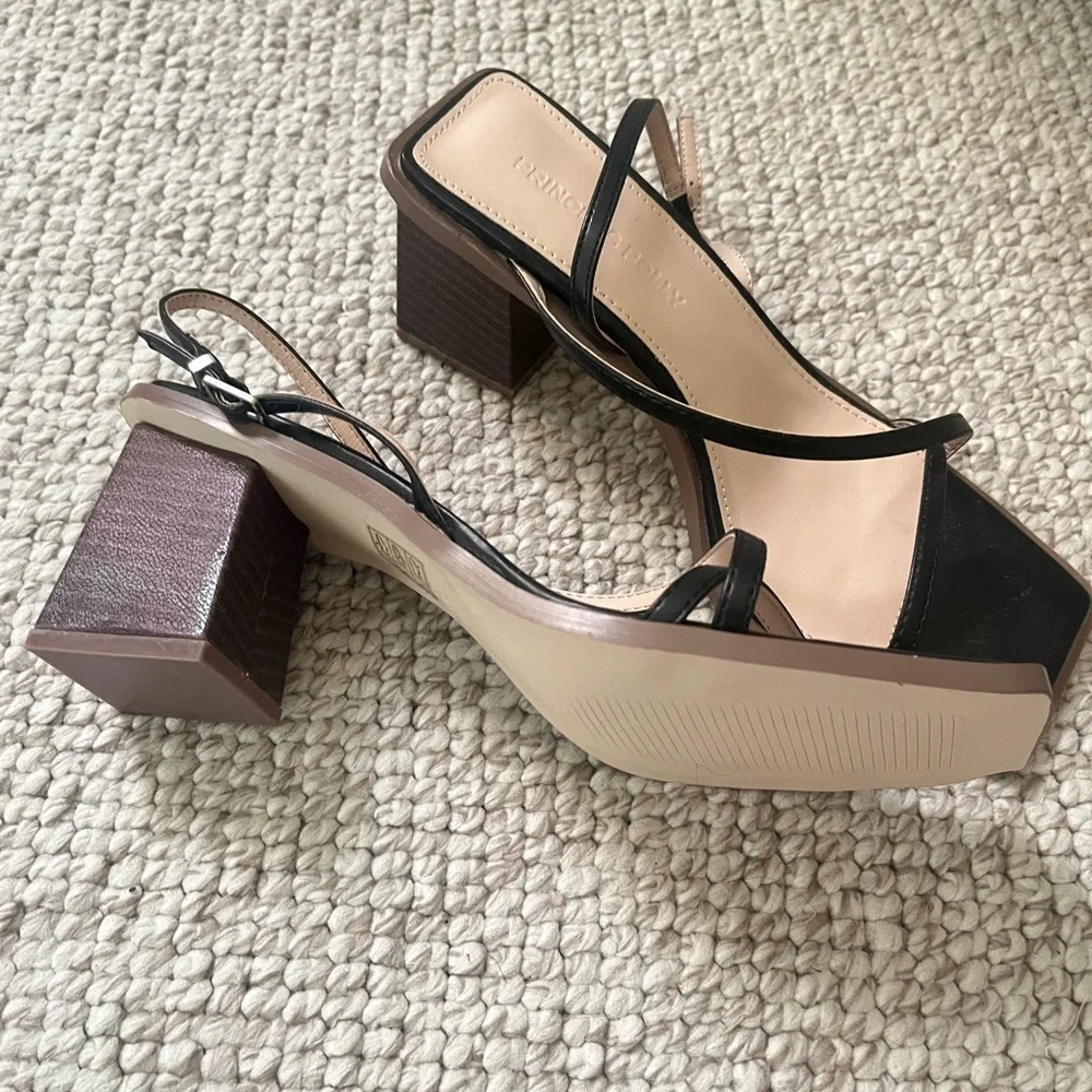 Princess Polly Black and Tan Strappy Heels - Picture 4 of 4